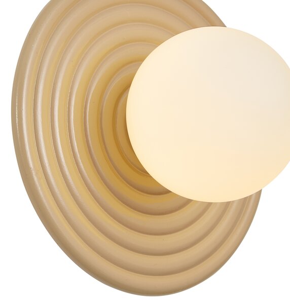 Lampada da parete retrò tortora con sfera opale rotonda 20cm IP44 - Lila