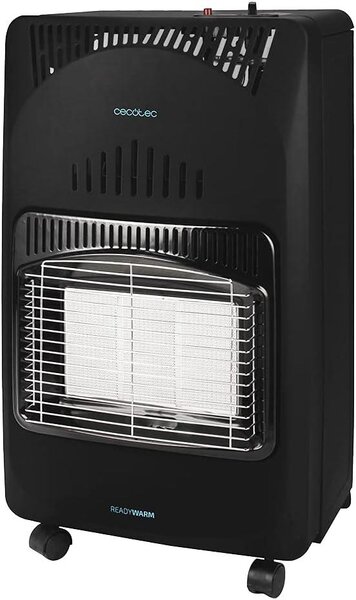 Stufa a gas butano Ready Warm 4000 Slim Fold. Potenza: 4200W, pieghevole, con piastra in ceramica, 3 modalità, compatibile con bombole di gas da 10 kg, sistema di sicurezza triplo, 4 ruote multidirezionali, copertura fino a 30 metri quadrati