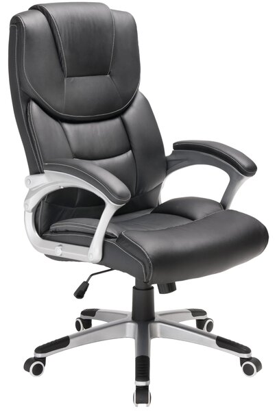 Sedia da ufficio ergonomica, rivestita in ecopelle nera - capacità di carico: 120 kg - profondità della seduta: 52 cm - adatta per adulti - sedia da ufficio