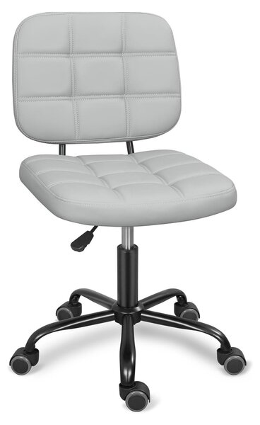 Sedia da ufficio, sedia da ufficio senza braccioli, con ruote, ergonomica, moderna, regolabile in altezza, grigia