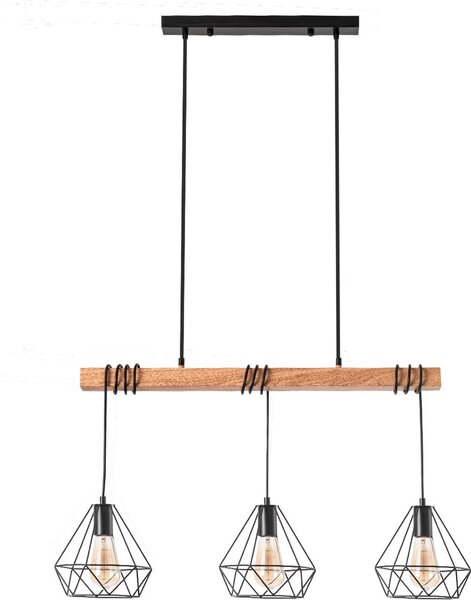 Lampada a sospensione in metallo Sardo 3 spot nero