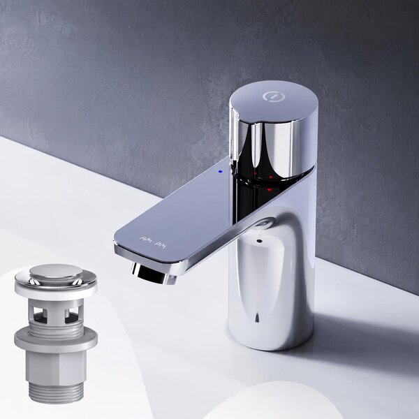 Rubinetto da bagno con valvola di scarico a scomparsa per lavabo, rubinetto da bagno cromato, rubinetto da lavabo con gruppo di scarico da 1 1/4 pollici, valvola di scarico in ottone