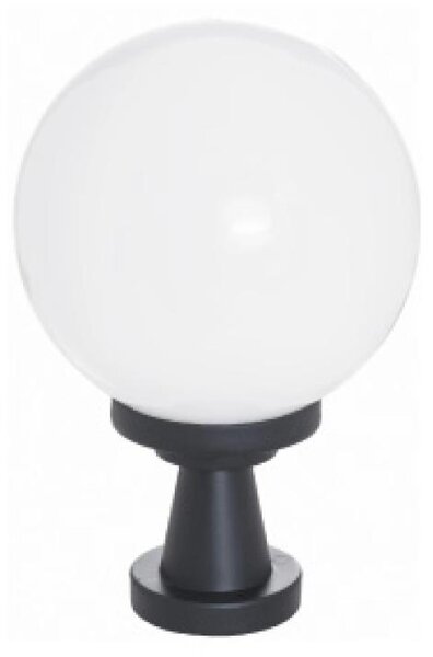 Lampada da giardino E27, modello "Torre", bassa, altezza 150 mm, diametro della sfera 200 mm, bianca, codice prodotto 1302.101B