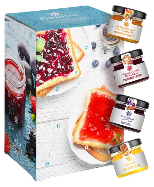 Calendario dell'Avvento Premium Corasol con marmellate e confetture, creme spalmabili alla frutta in vasetto (720 g)