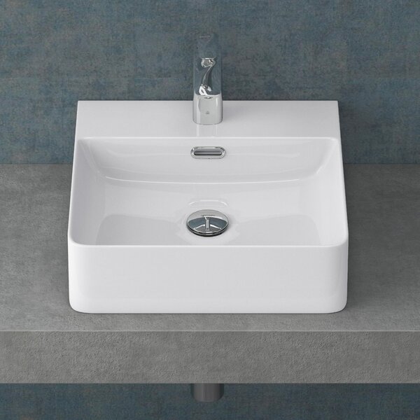 Mai & Mai lavabo da appoggio Lavabo in ceramica bianca lucida 42x42x12cm incl. nano rivestimento Meissen201