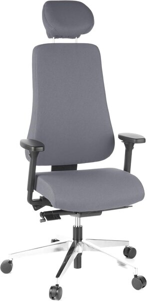 608430 Sedia da ufficio professionale PRO-TEC 400, rivestita in tessuto antracite, girevole, ergonomica, con capacità di carico fino a 150 kg, schienale alto