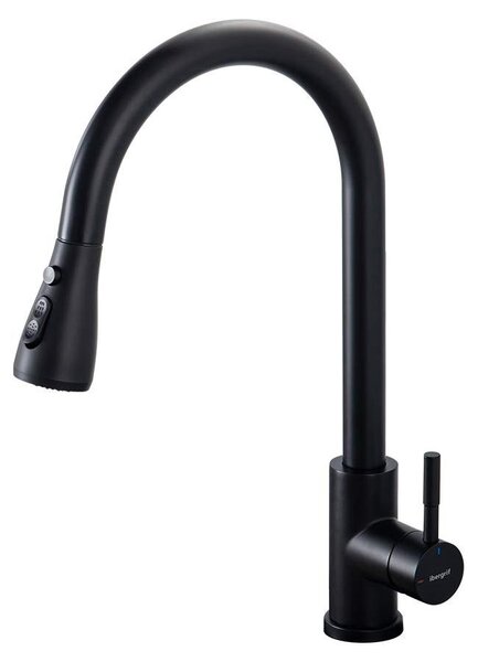 Rubinetto da cucina estraibile, girevole a 360°, colore nero