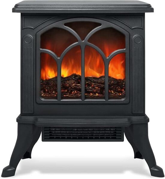 Camino elettrico con effetto fiamma e riscaldamento. Camino elettrico, efficiente dal punto di vista energetico, con potenza regolabile a 750W/1500W e elegante effetto fuoco a LED