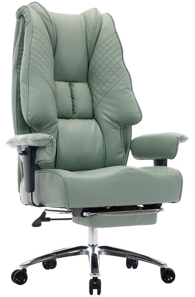 Sedia da ufficio ergonomica, oversize, in ecopelle verde chiaro, con capacità di carico di 200 kg
