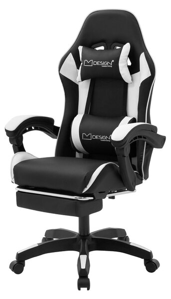 Sedia da gaming ergonomica, bianca, in ecopelle, con braccioli regolabili e capacità di carico fino a 200 kg