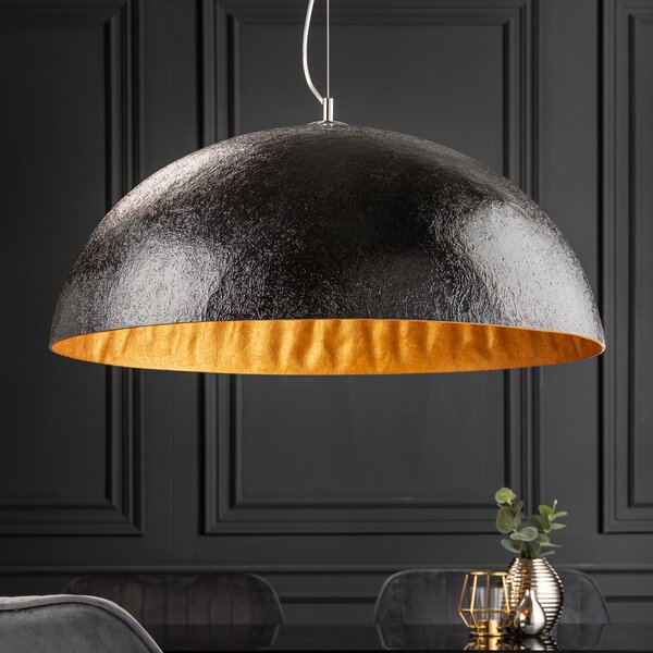 Lampada a sospensione FineBuy Design GLOW 70cm 1 luce 60 Watt fibra di vetro colore selezionabile, colore:nero
