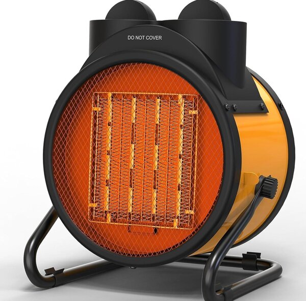 Stufa ventilata in Vetroceramica, 3000 W, con termostato e protezione contro il surriscaldamento