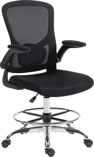 Sedia da ufficio regolabile, nera, per disegno - Supporto lombare ergonomico - Rotella e base girevole