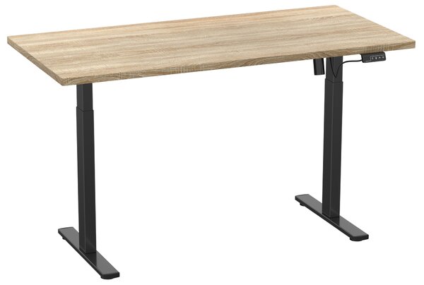 Scrivania LonaE con funzione alza/abbassa elettrica, 160x80x71-120cm, decoro rovere, nero