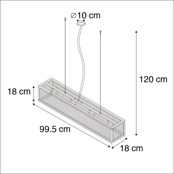 Lampada a sospensione industriale intelligente nera incl. 4 WiFi A60 - Cage Wire