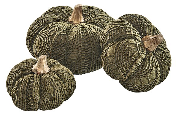 Kobolo zucche decorative in tessuto set di 3 misure verde verde scuro decorazione autunnale decorazione da tavola decorazione di Halloween decorazione figure set di zucche decorative decorazione