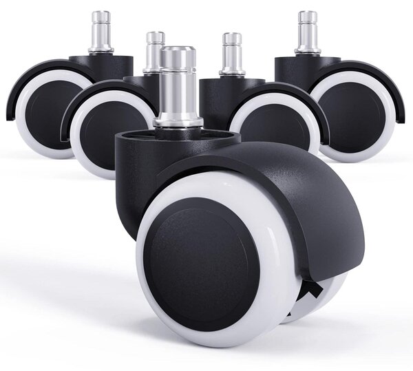 5 ruote per sedia da ufficio, 11 mm x 22 mm, colore bianco