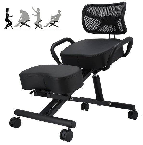 Sedia ergonomica per lavorare in posizione inginocchiata, con regolazione dell'assetto posturale e schienale traspirante