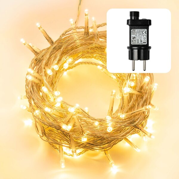 Fata LED da esterno con 120 LED bianchi caldi, con timer, alimentazione a rete