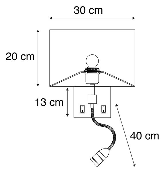 Lampada da parete intelligente in acciaio con paralume bianco crema incl. Wifi P45 - Bergamo