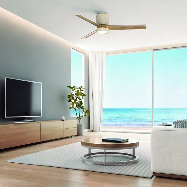 Ventilatore da soffitto LED Ceramica M bianco DC silenzioso CCT - Mantra Mantra Iluminación, Ceramica M, dimmerabile, Bianco, Soggiorno, Metallo, Moderno