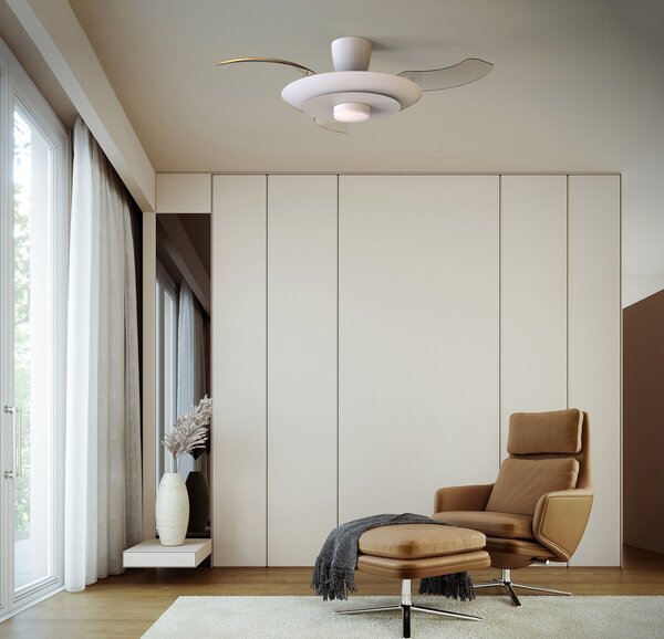 Ventilatore da soffitto LED Kyoto bianco DC silenzioso CCT 106 cm - Mantra Mantra Iluminación, Kyoto, dimmerabile, Bianco, Soggiorno, Metallo, Moderno