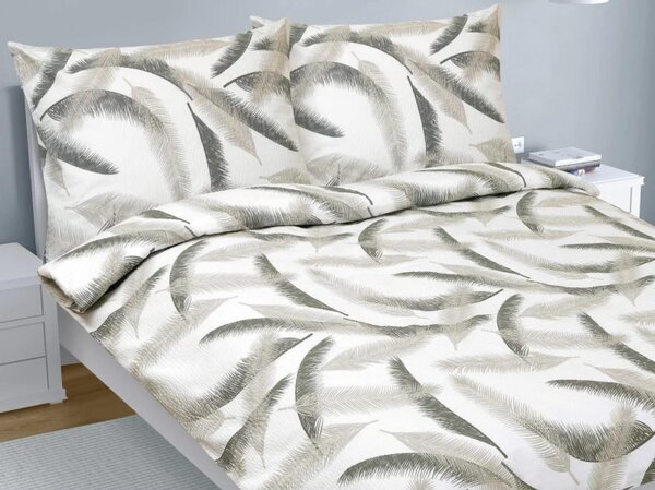 Set di lenzuola in crêpe: 1 lenzuolo matrimoniale 180x200 cm, 2 federe 70x90 cm, colore grigio e bianco