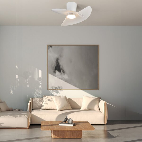 Ventilatore da soffitto LED Ona bianco DC silenzioso CCT 70 cm - Mantra Mantra Iluminación, Ona, dimmerabile, Bianco, Soggiorno, Metallo, Moderno