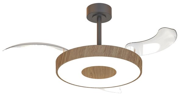 Ventilatore da soffitto LED Smart Coin, legno/nero, silenzioso - Mantra Mantra Iluminación, Coin, dimmerabile, Legno, Soggiorno, Metallo, Moderno