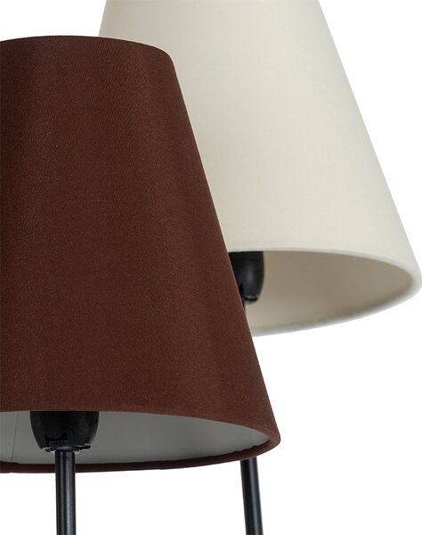 Lampada da terra di design nera con paralumi in tessuto 5 luci - Melis