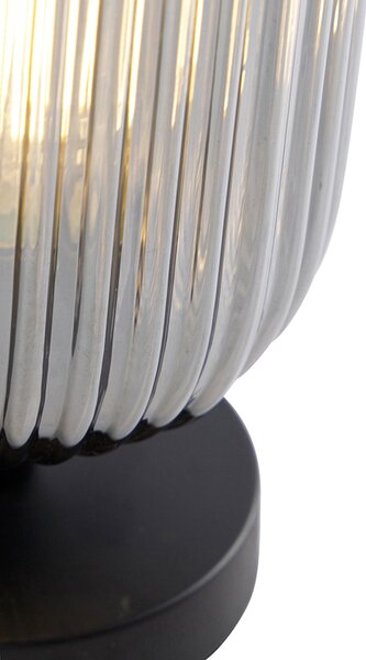 Lampada da tavolo Art Déco nera con vetro fumé - Banci