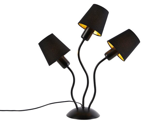 Lampada da tavolo design nera 3 luci paralumi a morsetto - WIMME