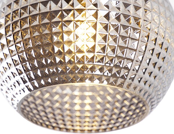 Plafoniera Art Déco nera con vetro fumé - Sphere