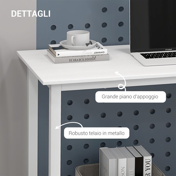 HOMCOM Scrivania per Computer con Piedini Regolabili in Truciolato e Acciaio, 120x60x76 cm, Bianco
