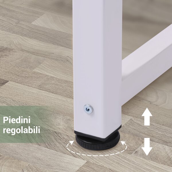 HOMCOM Scrivania per Computer con Piedini Regolabili in Truciolato e Acciaio, 120x60x76 cm, Bianco