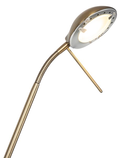 Lampada da terra moderna bronzo con lampada da lettura incl. LED dimmerabile a luce calda - Diva