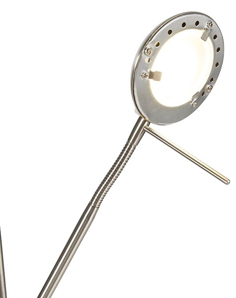 Lampada da terra in acciaio con lampada da lettura incl. LED dimmerabile in Kelvin - Diva