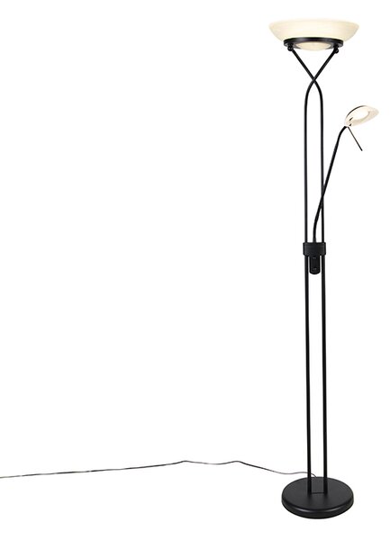 Lampada da terra nera con LED e dimmer con lampada da lettura Dim to Warm - Empoli