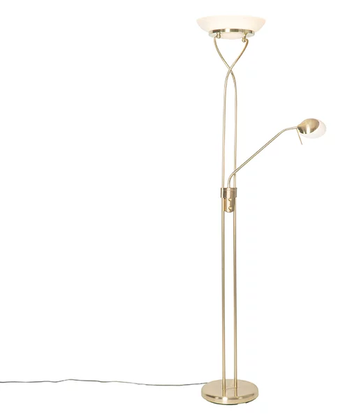 Lampada da terra ottone con LED e dimmer con lampada da lettura - Empoli