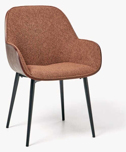 Sedia imbottita in bouclé con braccioli Henrik