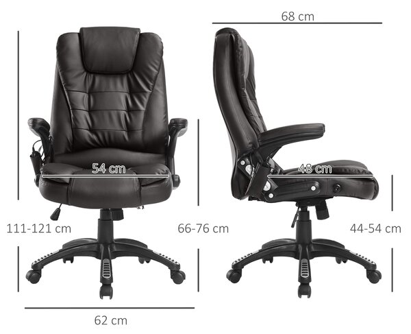 HOMCOM Poltrona Massaggianteriscaldamento ad Altezza Regolabile con 6 Punti Massaggianti, in PU, 62x68x111-121 cm, Marrone | Aosom Italy
