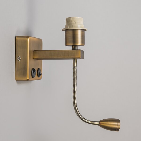 Lampada da parete bronzo con braccio di lettura incl. LED - Brescia Combi