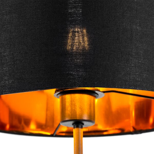 Lampada da terra moderna nera con oro rotondo - VT