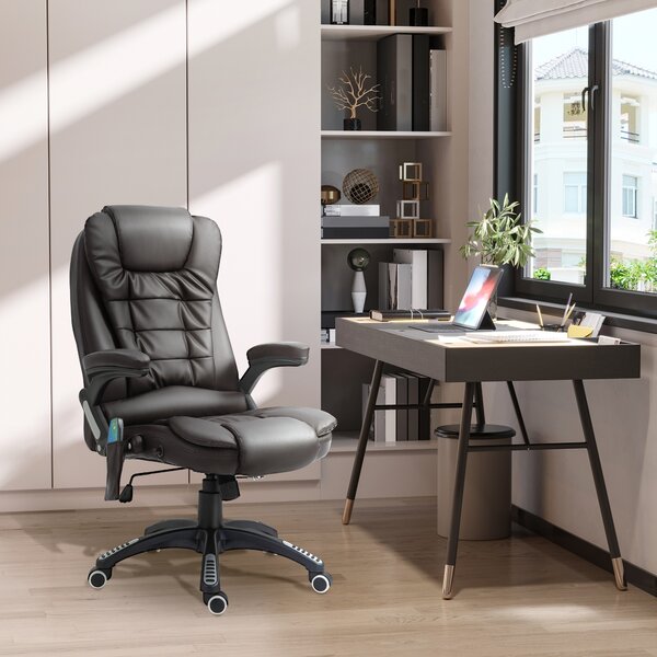 HOMCOM Poltrona Massaggianteriscaldamento ad Altezza Regolabile con 6 Punti Massaggianti, in PU, 62x68x111-121 cm, Marrone | Aosom Italy