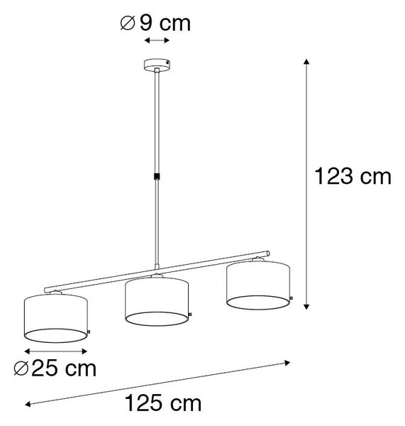 Lampada a sospensione moderna nera con oro 125 cm 3 luci - VT 3