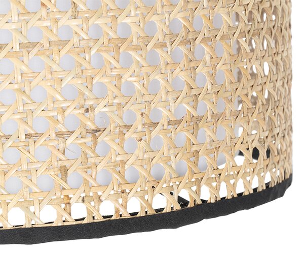 Lampada da terra rustica nera con paralume in rattan - Kata