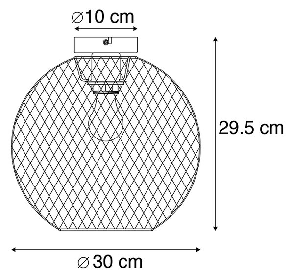 Plafoniera moderna nera 30 cm - Mesh Ball