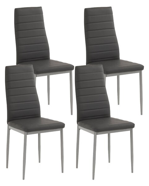 Set 4 Sedie 41x39x95 cm in Similpelle Grigio