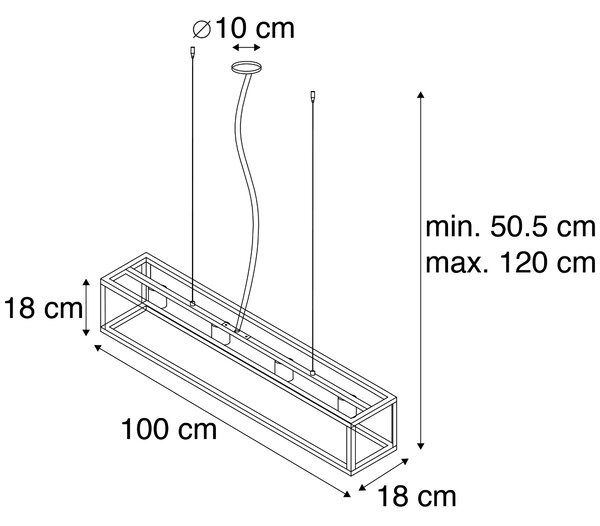 Lampada a sospensione industriale marrone ruggine 4 luci - Cage