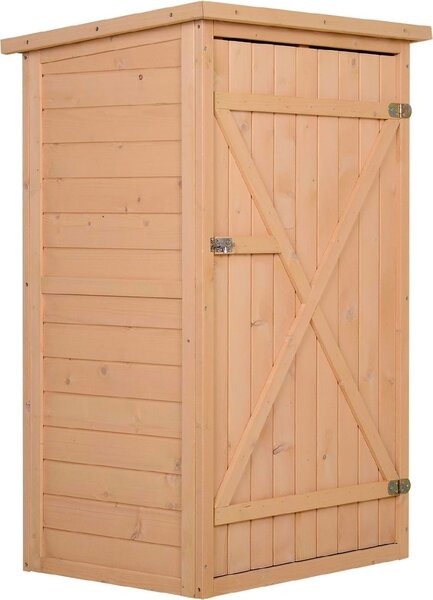 VivaGarden Armadietto da Esterno / Balcone in Legno 1 Anta Dimensioni 75x56x115 cm colore Legno Naturale